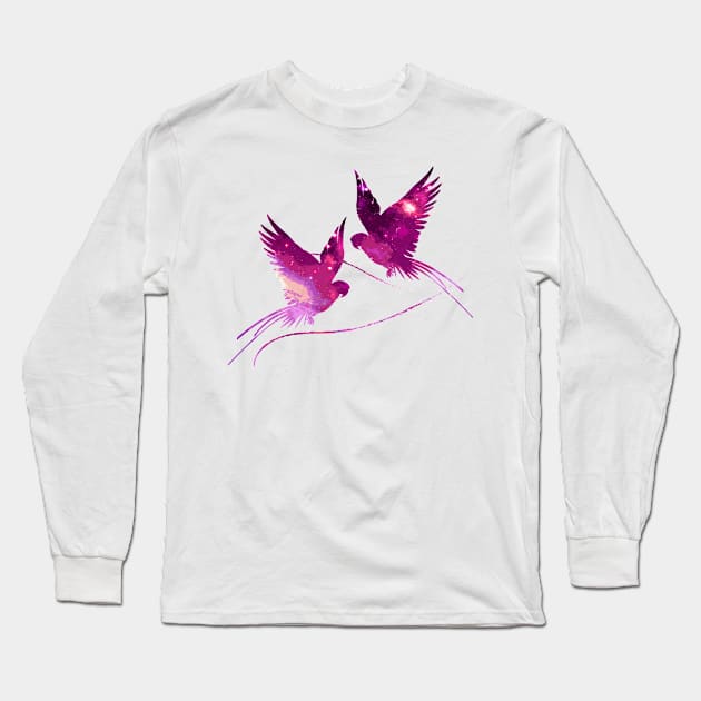 Two Pink Birds Long Sleeve T-Shirt by Scailaret